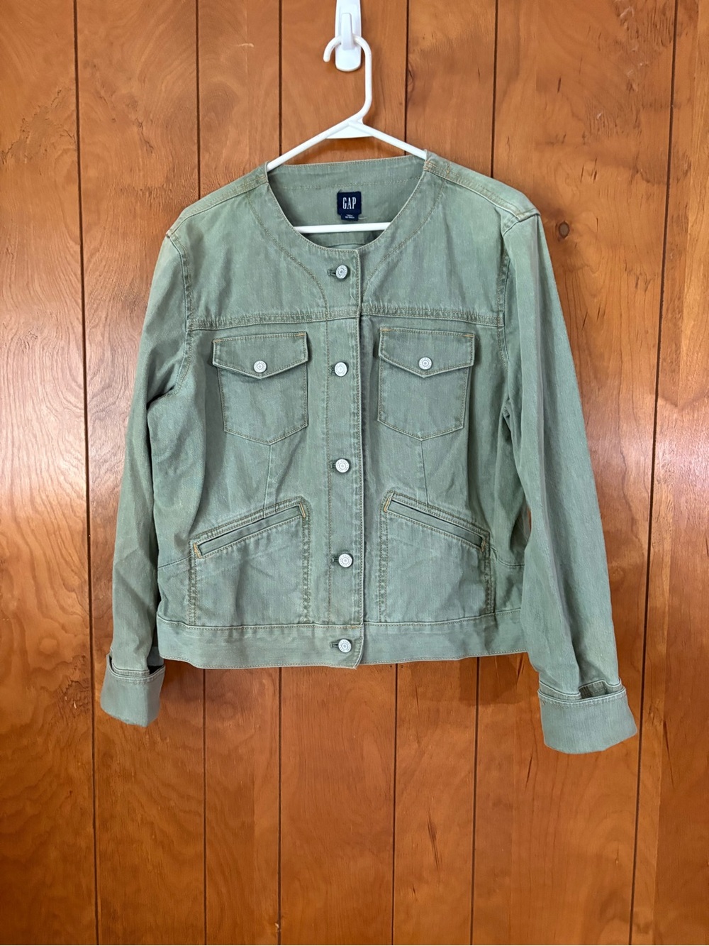 GAP Women's Olive Utility Button-Front Jean Jacket